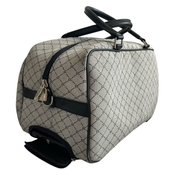 Pierre Cardin Logo Wheeled Duffel Bag Grey Black Rolling Carry-on Luggage Bag - Picture 5 of 11